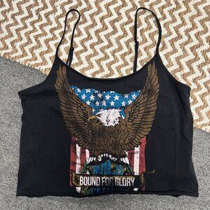 Wild Child Bound For Glory Eagle Crop Tank Top American Womens Medium USA